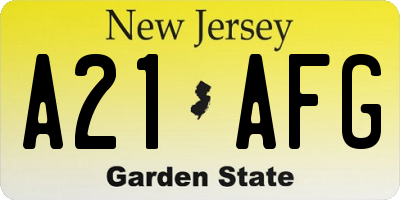 NJ license plate A21AFG