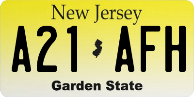 NJ license plate A21AFH