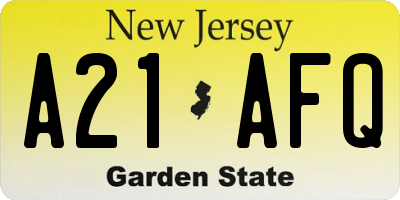 NJ license plate A21AFQ