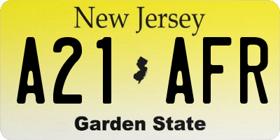 NJ license plate A21AFR