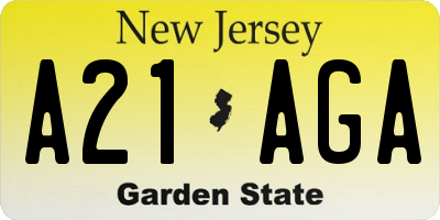NJ license plate A21AGA