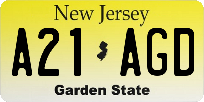 NJ license plate A21AGD