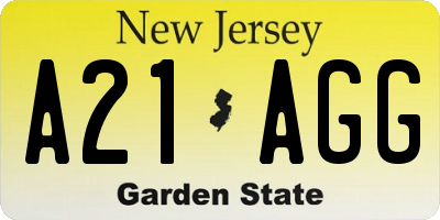 NJ license plate A21AGG
