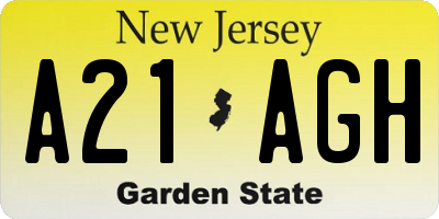 NJ license plate A21AGH