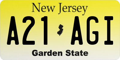 NJ license plate A21AGI