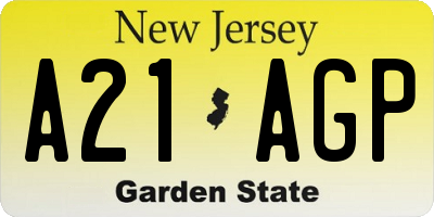 NJ license plate A21AGP
