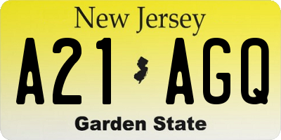 NJ license plate A21AGQ