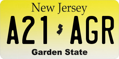 NJ license plate A21AGR