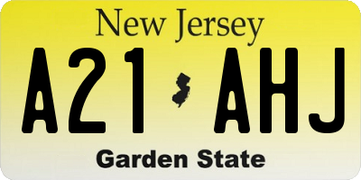 NJ license plate A21AHJ