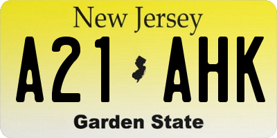 NJ license plate A21AHK