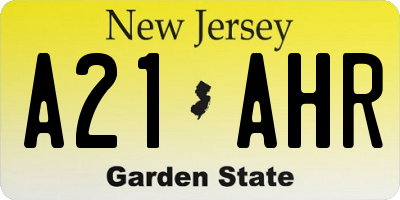 NJ license plate A21AHR