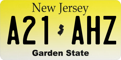 NJ license plate A21AHZ