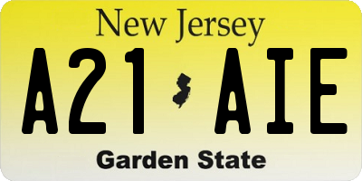 NJ license plate A21AIE