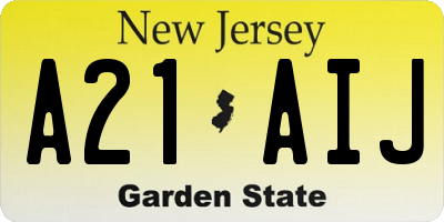 NJ license plate A21AIJ