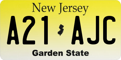 NJ license plate A21AJC
