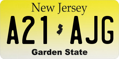 NJ license plate A21AJG