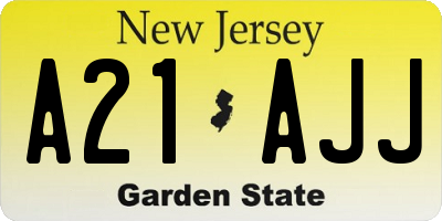 NJ license plate A21AJJ