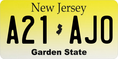 NJ license plate A21AJO