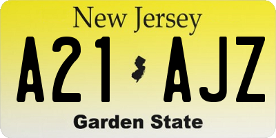 NJ license plate A21AJZ
