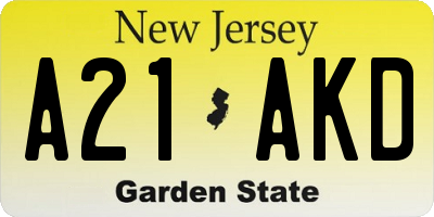 NJ license plate A21AKD