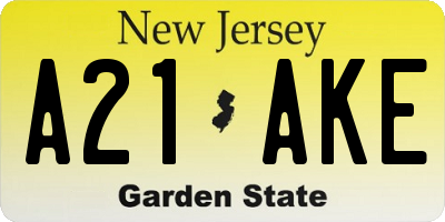 NJ license plate A21AKE