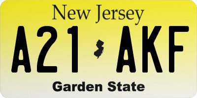 NJ license plate A21AKF