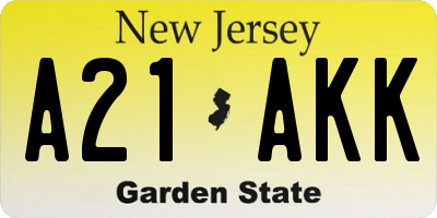 NJ license plate A21AKK