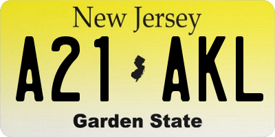 NJ license plate A21AKL