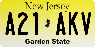 NJ license plate A21AKV
