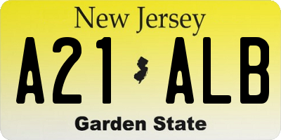 NJ license plate A21ALB