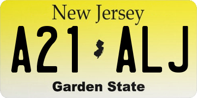 NJ license plate A21ALJ