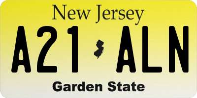 NJ license plate A21ALN