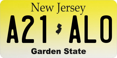 NJ license plate A21ALO