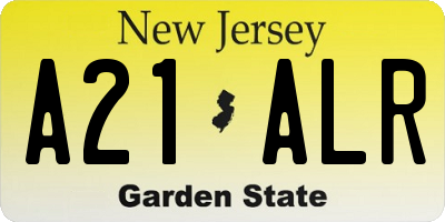 NJ license plate A21ALR