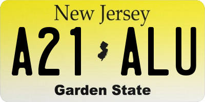 NJ license plate A21ALU