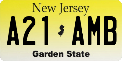 NJ license plate A21AMB