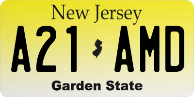 NJ license plate A21AMD