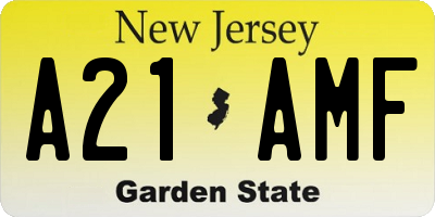 NJ license plate A21AMF