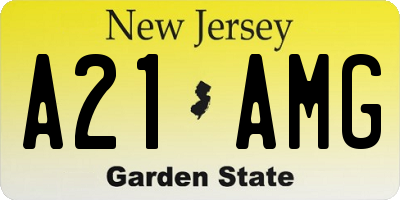 NJ license plate A21AMG