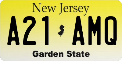 NJ license plate A21AMQ