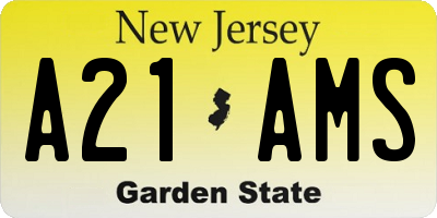 NJ license plate A21AMS