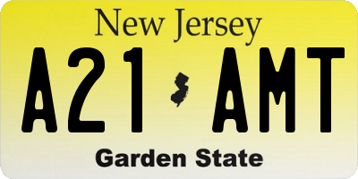 NJ license plate A21AMT