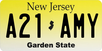 NJ license plate A21AMY