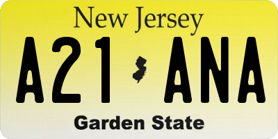 NJ license plate A21ANA