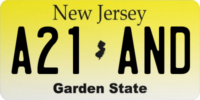 NJ license plate A21AND