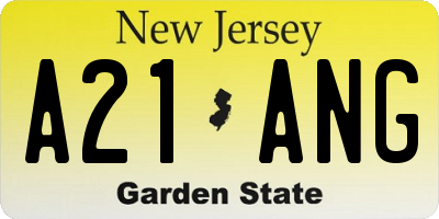 NJ license plate A21ANG