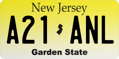NJ license plate A21ANL