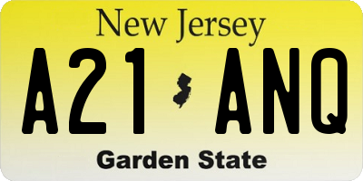 NJ license plate A21ANQ