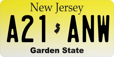 NJ license plate A21ANW