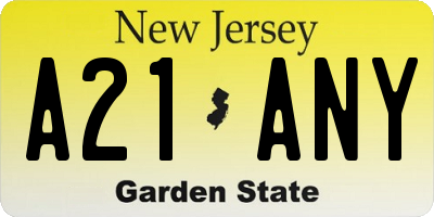 NJ license plate A21ANY